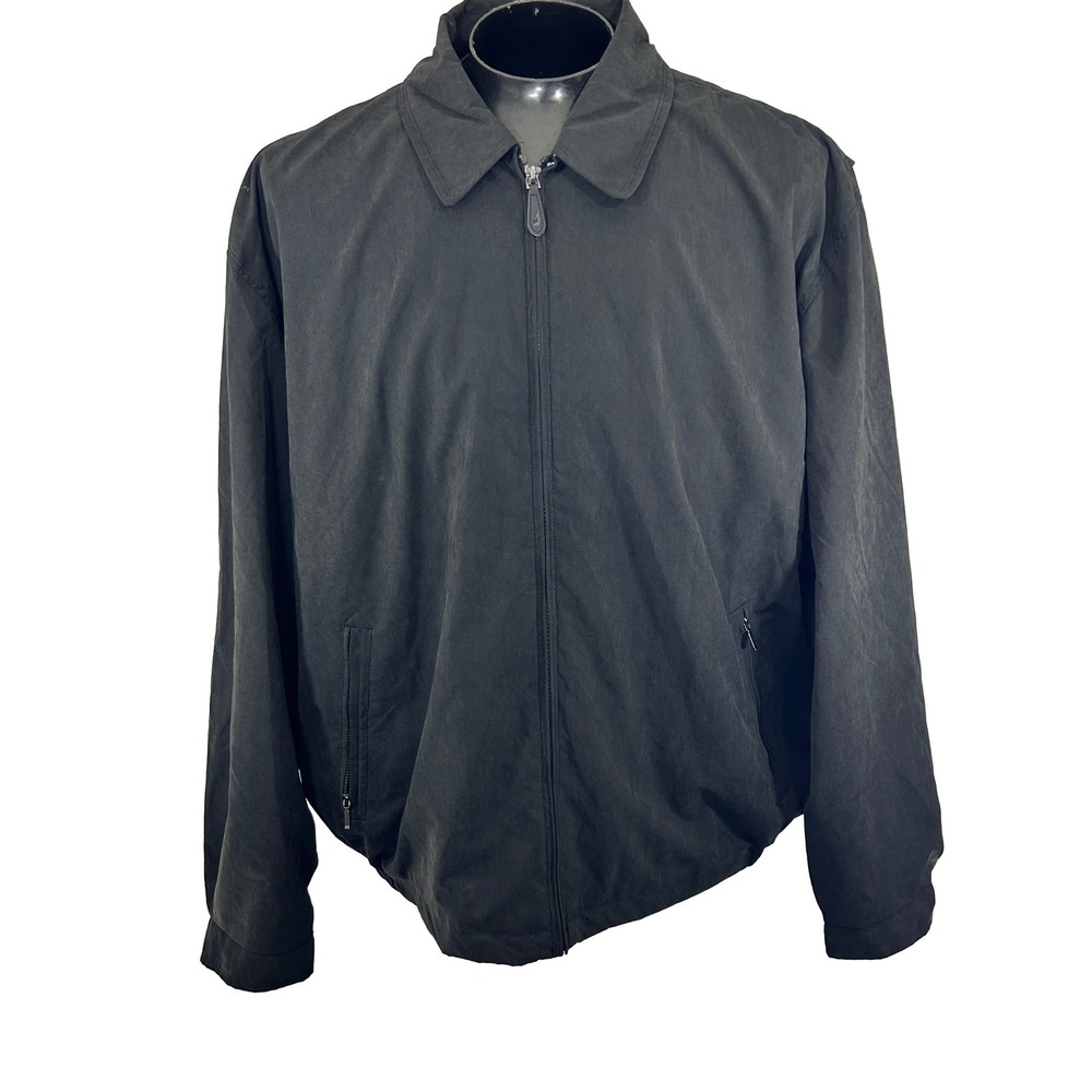 NWT London Fog Jacket Men 2XT Black Harrington Microfiber Full Zip Mesh L40000T
